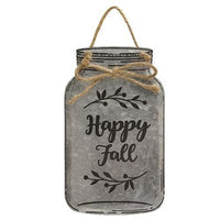 Happy Fall Metal Mason Jar Ornament - The Fox Decor
