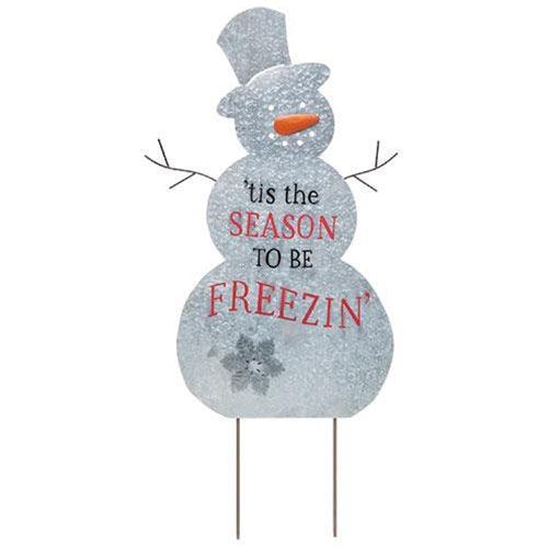 Metal Snowman Yard Stake - The Fox Decor