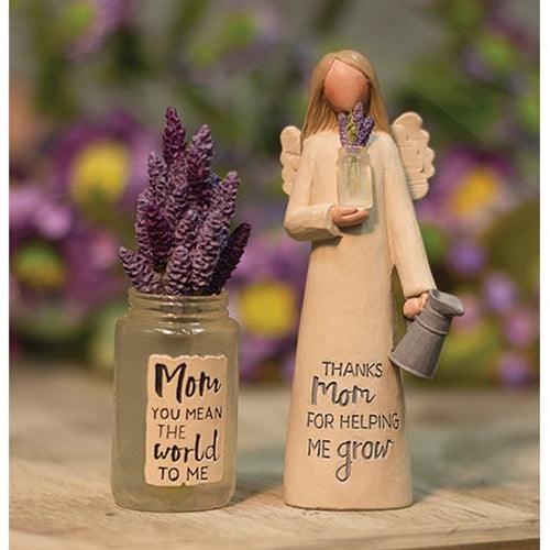 Mom Resin Angel w Flowers - The Fox Decor