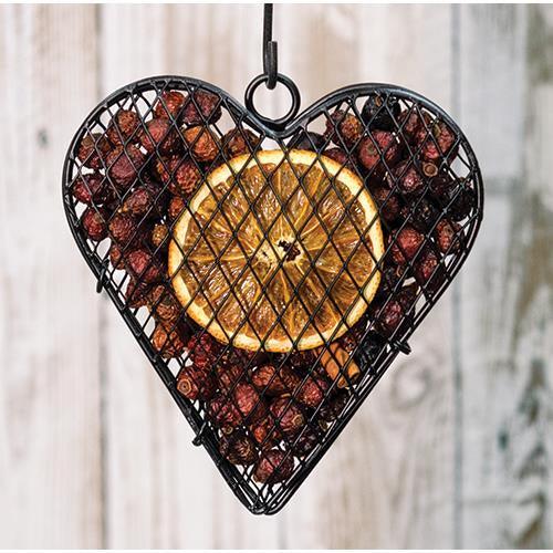 Wire Mesh Heart w Orange Potpourri - The Fox Decor
