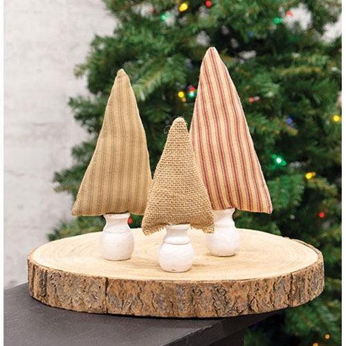 Green Ticking Stripe Fabric Christmas Tree Ornament 75 - The Fox Decor