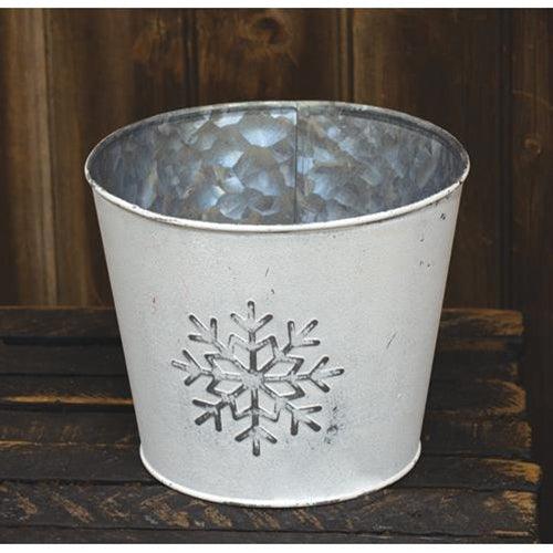 Metal Snowflake Embossed Bucket - The Fox Decor
