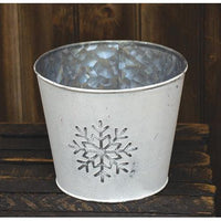 Metal Snowflake Embossed Bucket - The Fox Decor