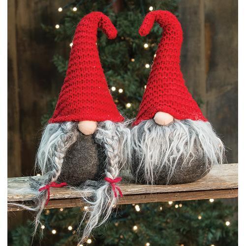Sitting Plush Mr Mrs Santa Gnome 2 Asstd - The Fox Decor