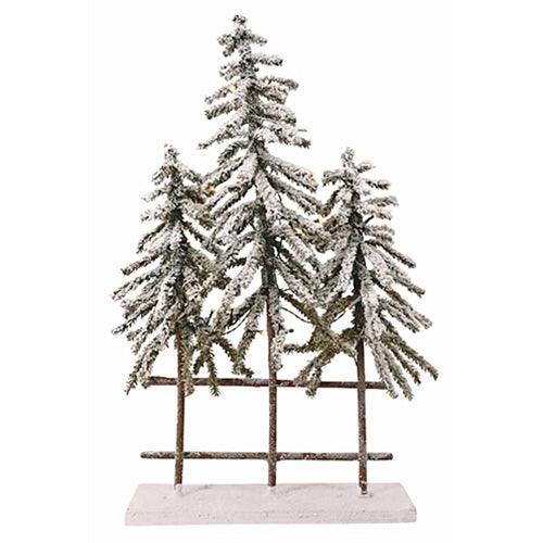 3 Flocked Trees with LED Lights - The Fox Decor