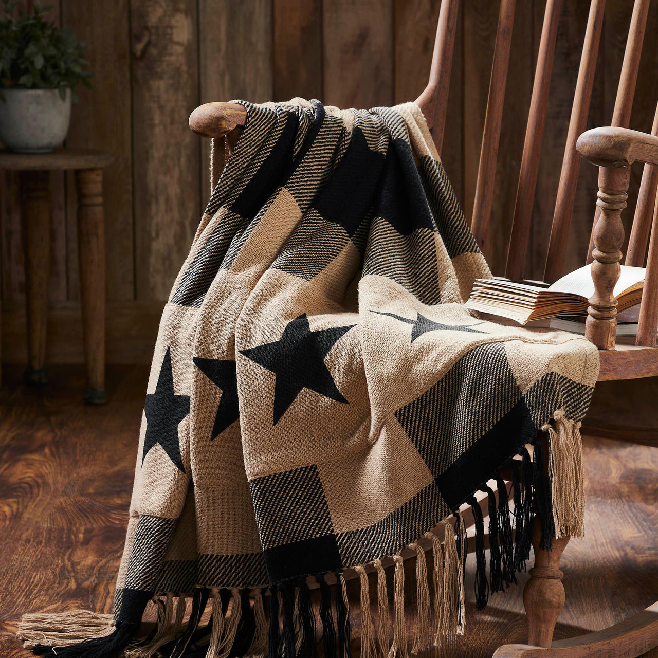 Black Check Star Woven Throw 50x60 - The Fox Decor