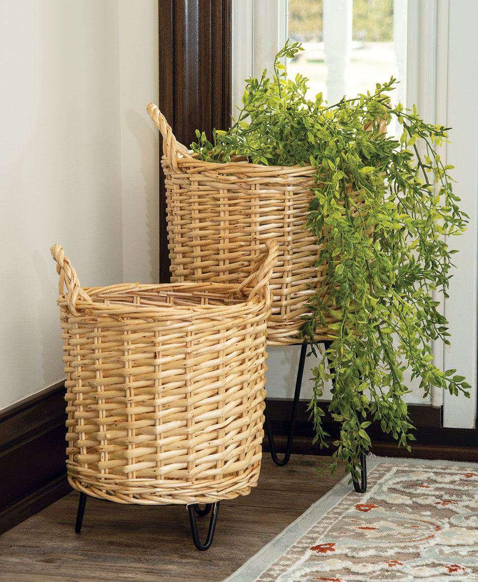 2/Set, Wicker Basket Plant Stands - The Fox Decor
