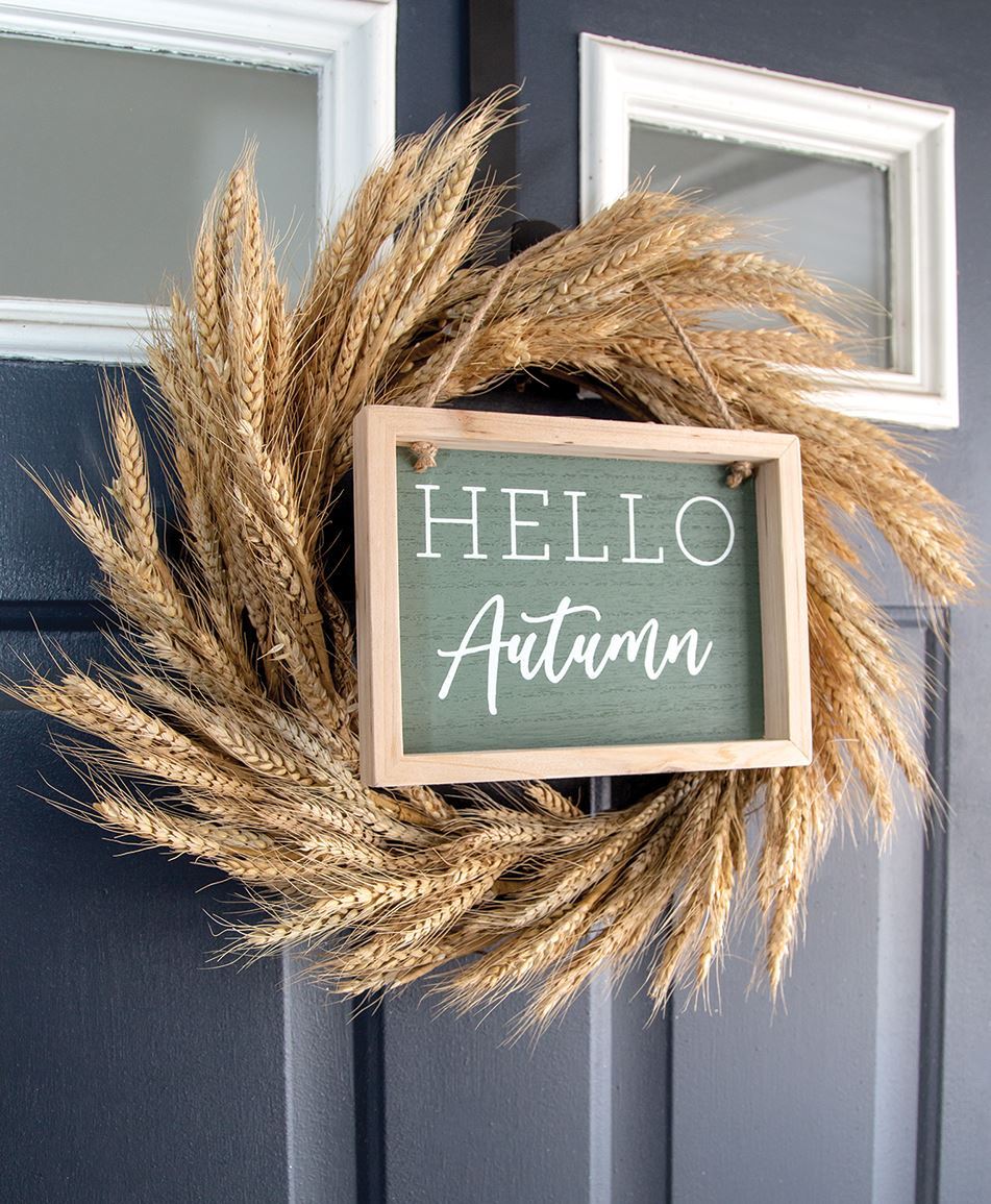 Natural Twig and Wheat Wreath, 20"