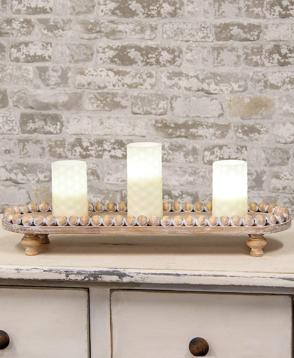 Beaded Edge Wooden Tray - The Fox Decor