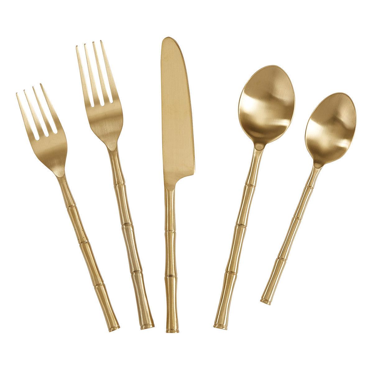 Gold Bamboo Flatware Five Piece Place Setting - Park Designs - The Fox Decor