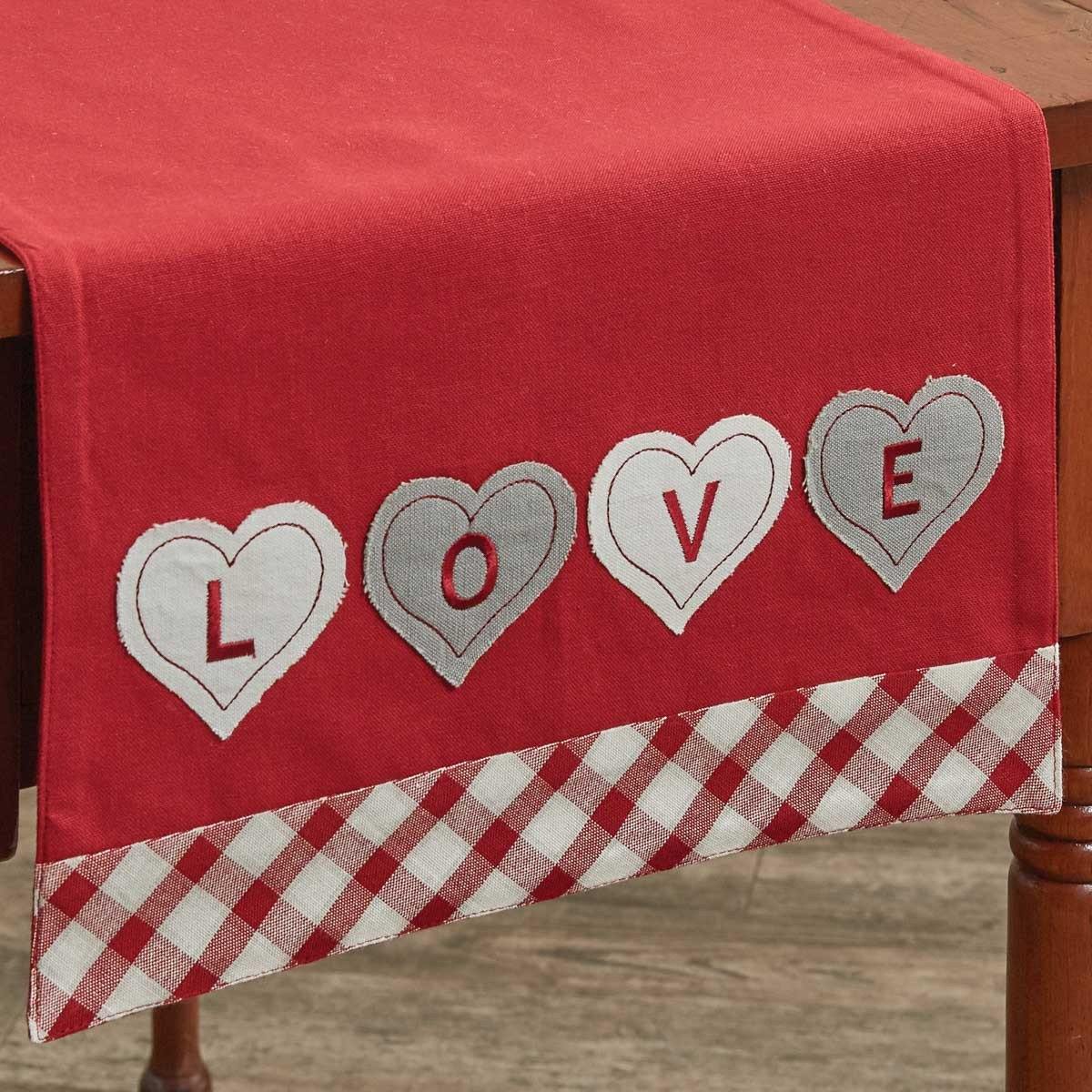 Love with Hearts Applique Table Runner - 42" L Park Designs - The Fox Decor