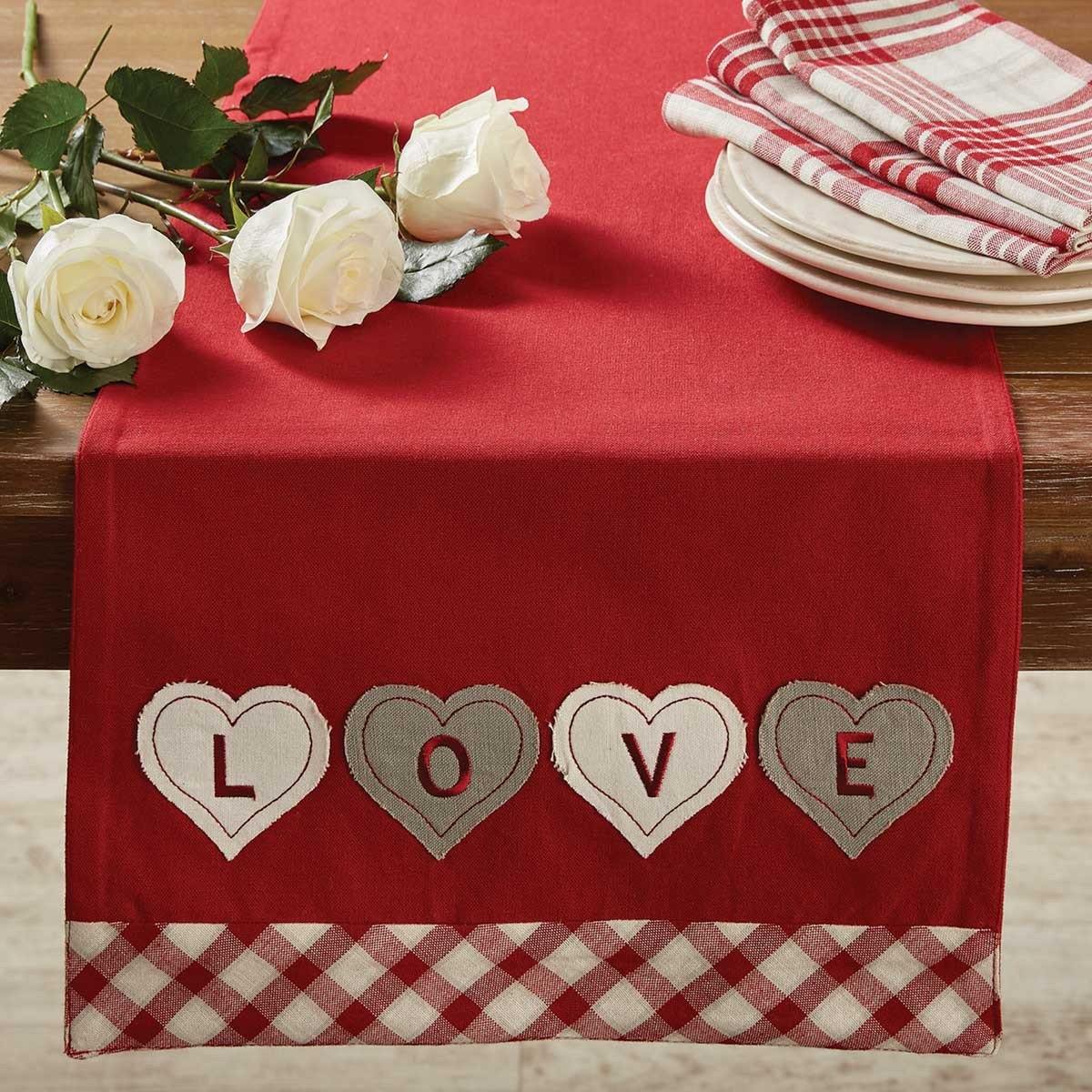 Love with Hearts Applique Table Runner - 42" L Park Designs - The Fox Decor