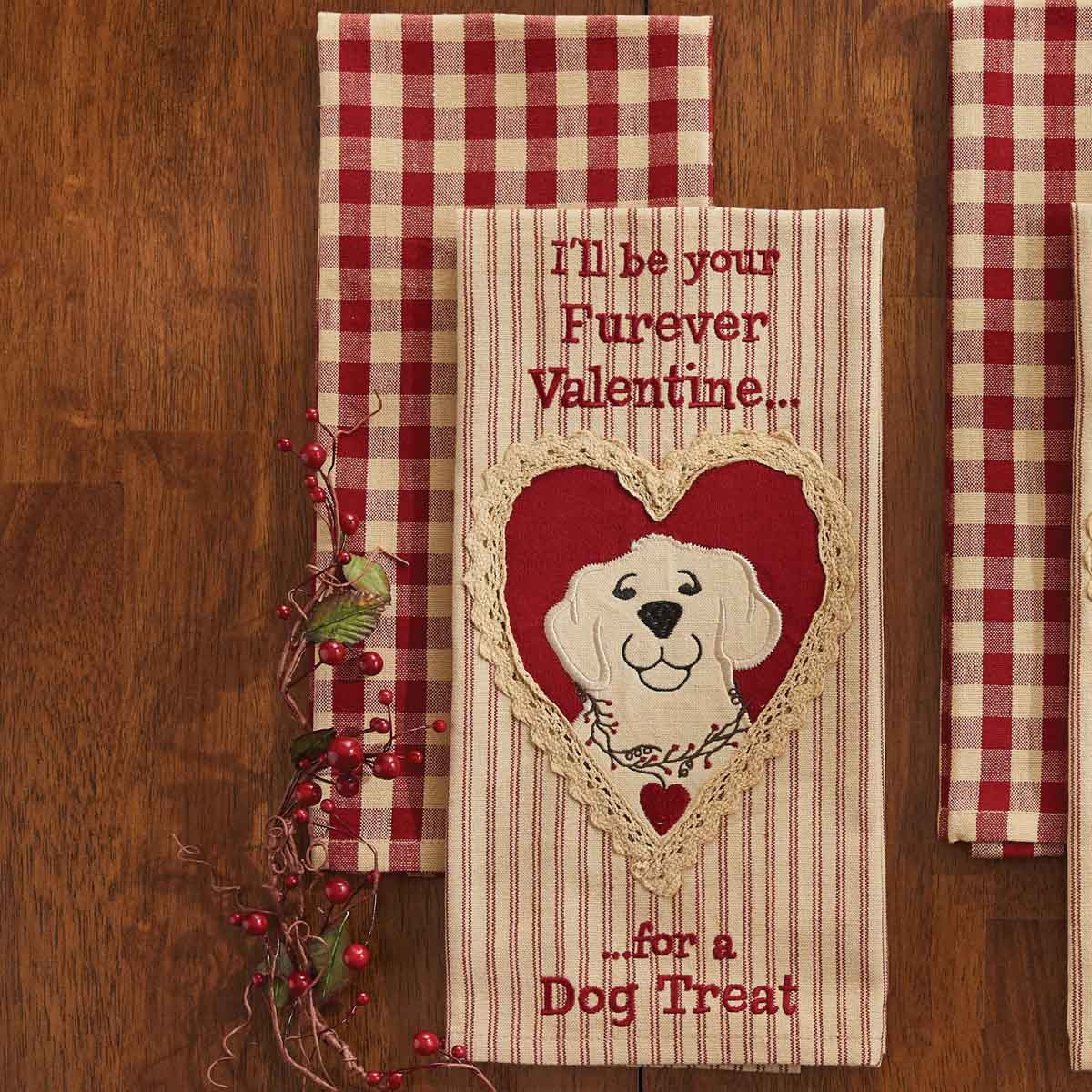 Dog Treat Valentine Embroidered & Appliqued Dishtowels - Set of 2 Park Designs