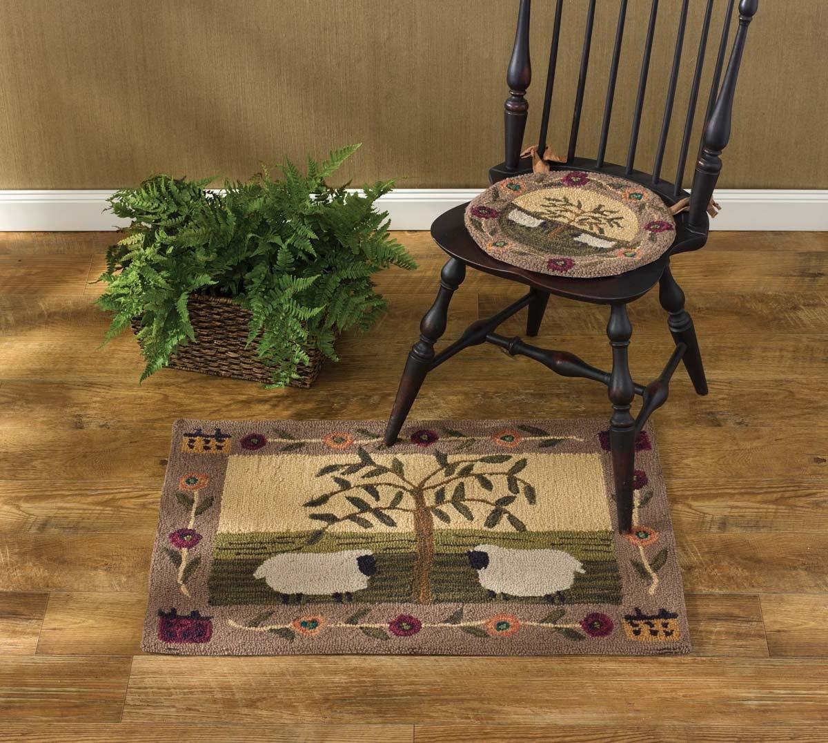 Willow and Sheep Hooked Rug - The Fox Decor