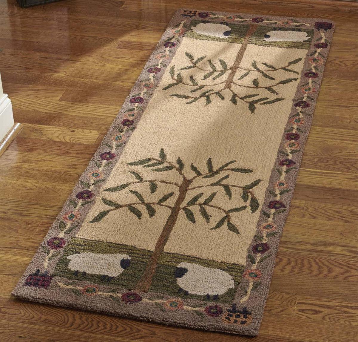 Willow & Sheep Hooked Rug Runner - Park Designs - The Fox Decor