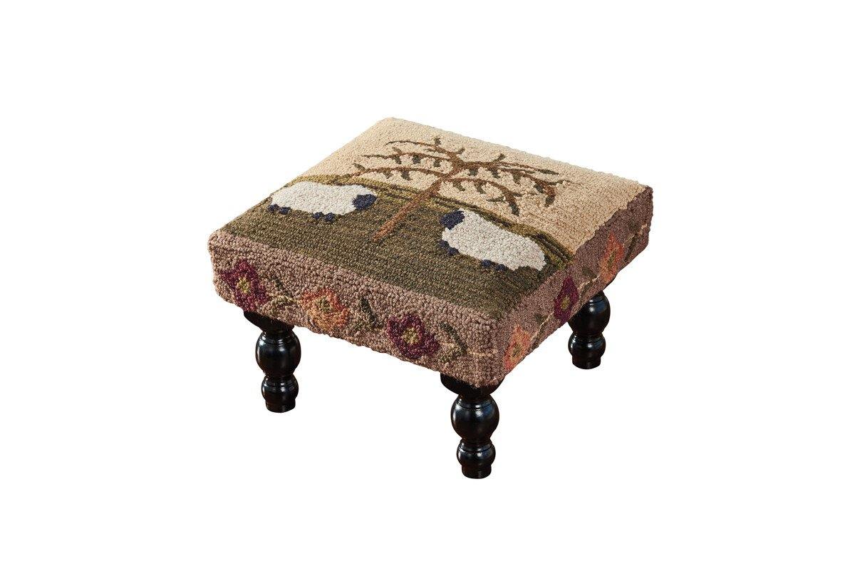 Willow and Sheep Hooked Stool - The Fox Decor