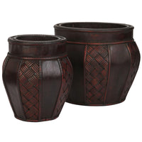 Thumbnail for Wood and Weave Panel Decorative Planters (Set of 2)