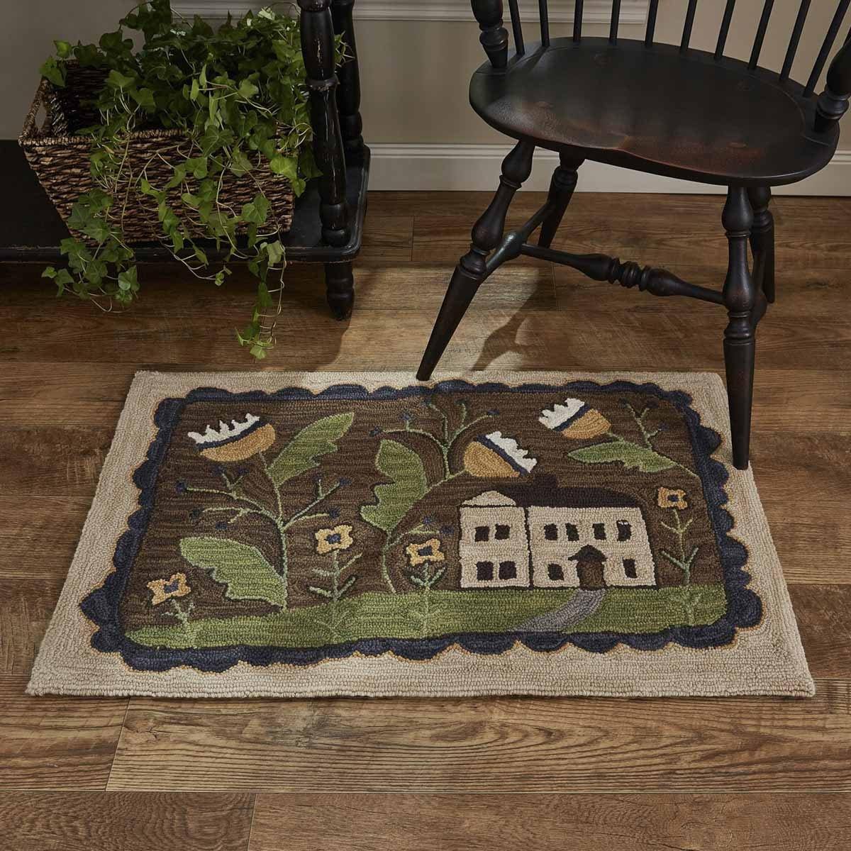 Whimsey Cottage Hooked Rug 2'x3' - The Fox Decor
