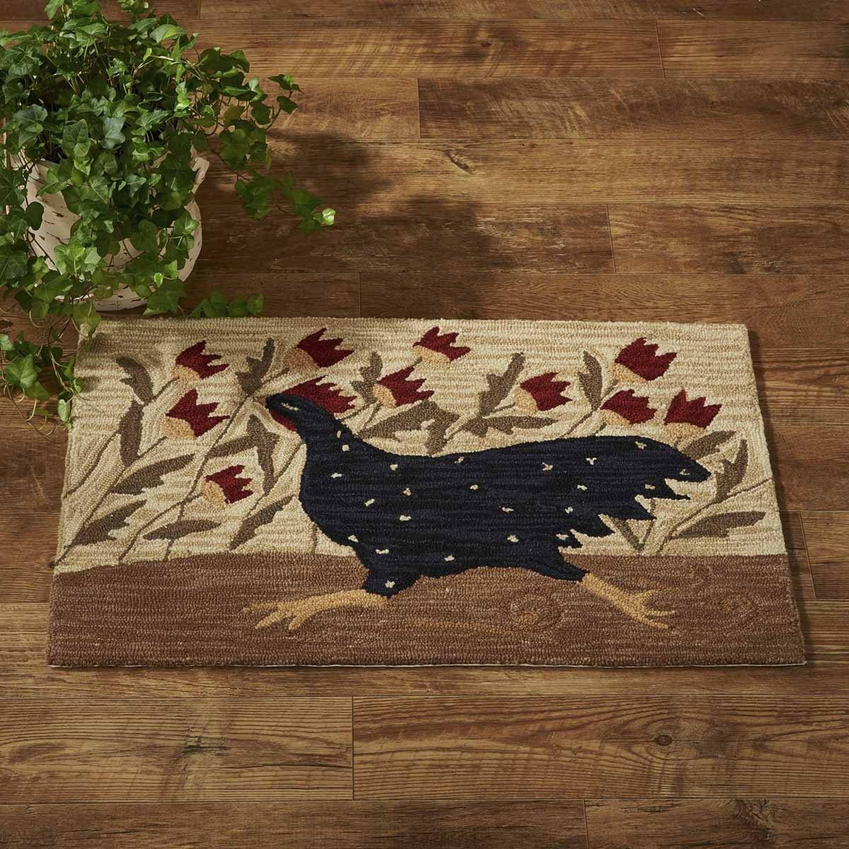 Chicken Run Rooster Hooked Rug - The Fox Decor