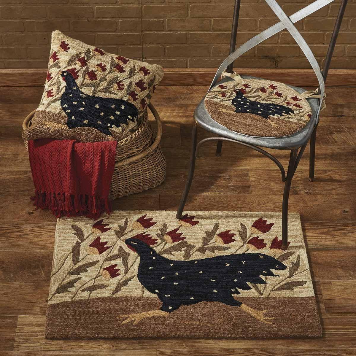 Chicken Run Rooster Hooked Rug - The Fox Decor