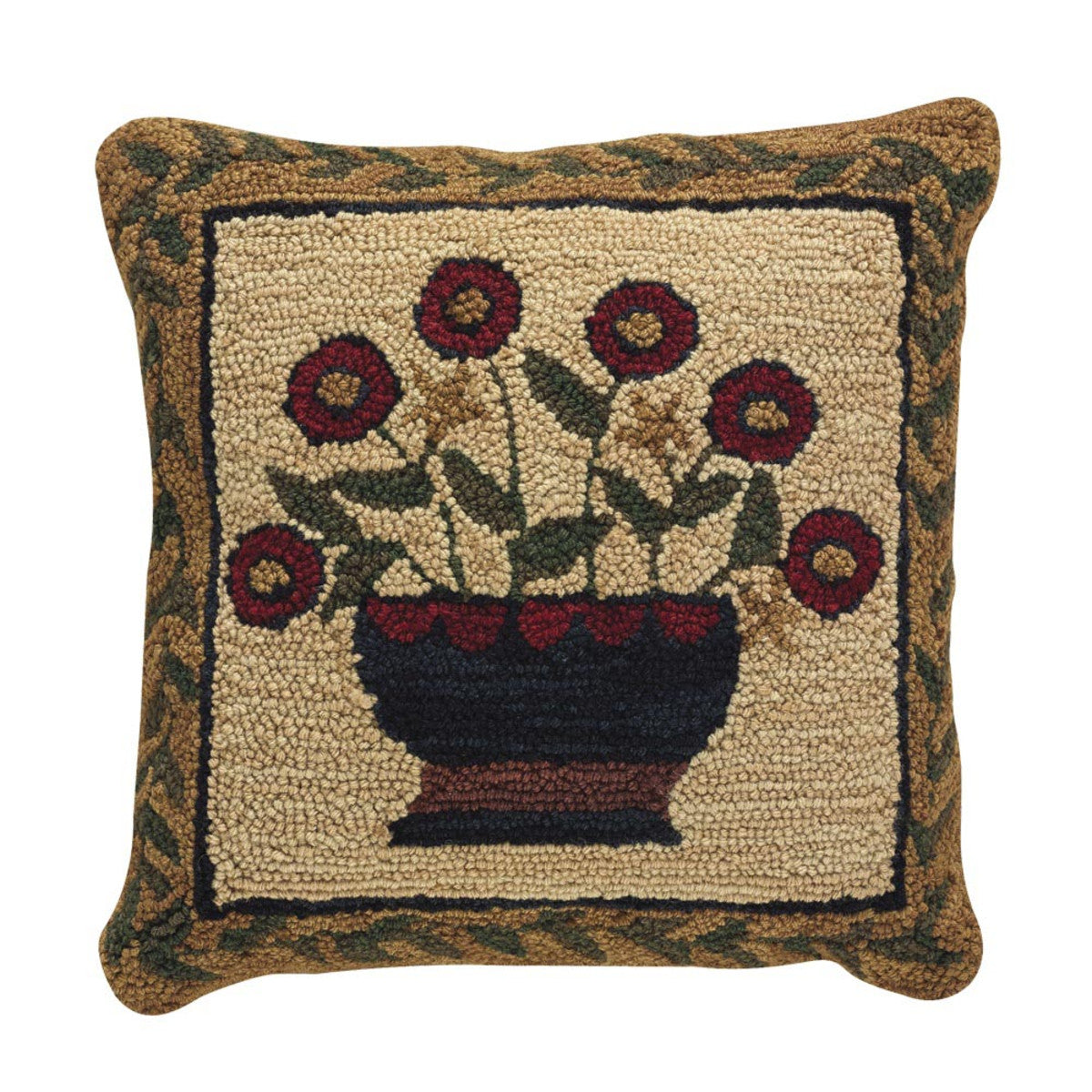 Flower Basket Hooked Pillow Set- Polyester Fill 18"x18" - Park Designs - The Fox Decor