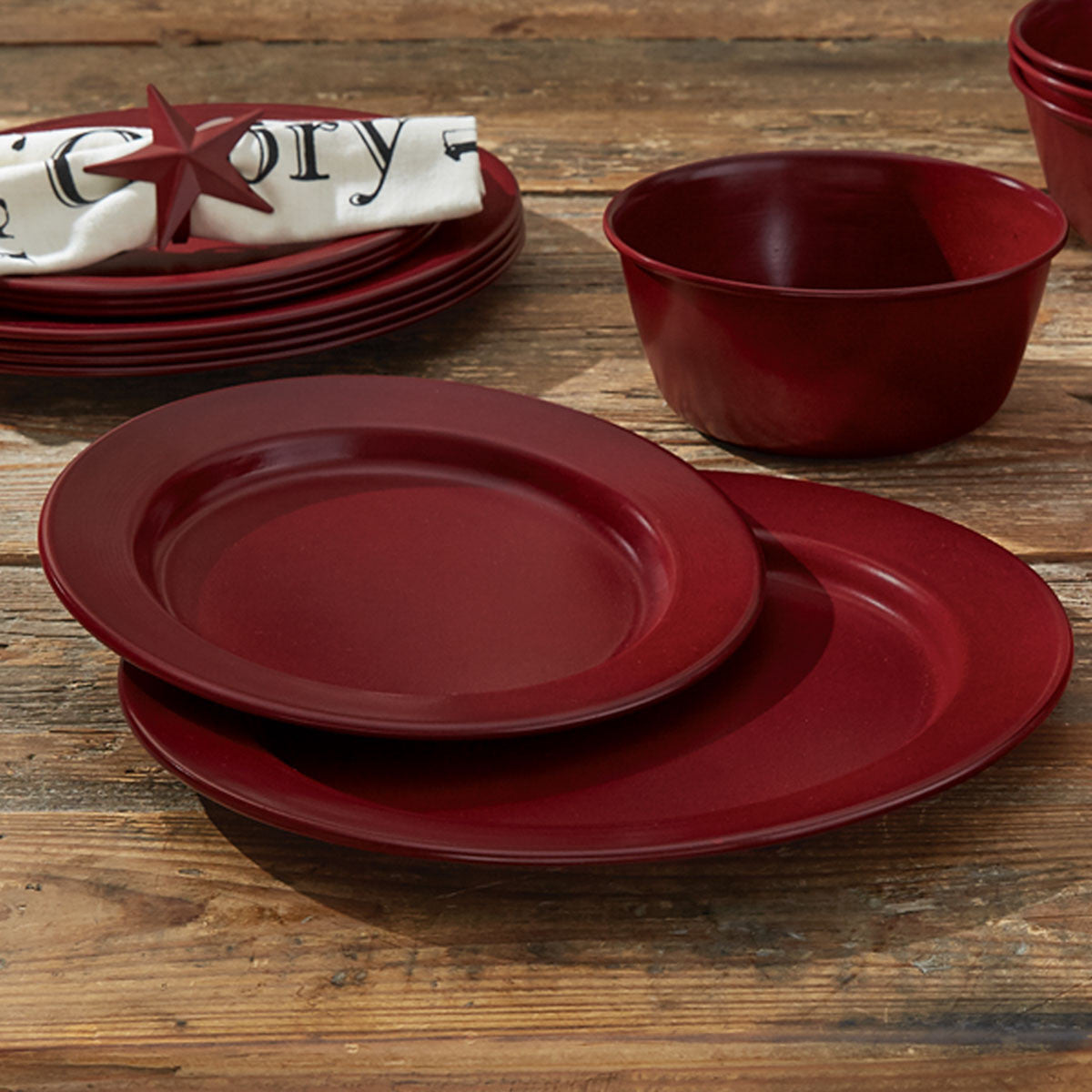 Linville Enamel Dinner Plates - Red Set of 4 Park Designs