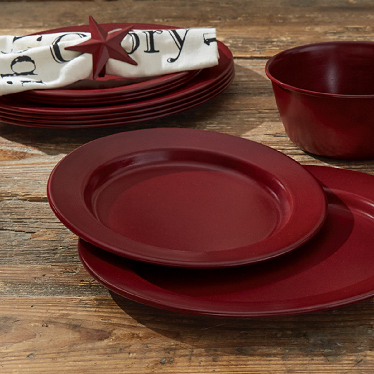 Linville Enamel Salad Plates - Red Set of 4 Park Designs