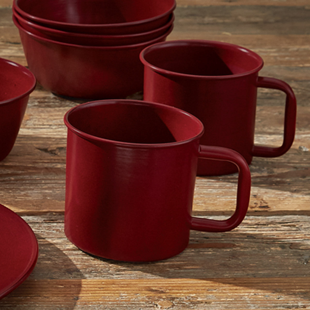 Linville Enamel Mugs - Red Set of 4 Park Designs