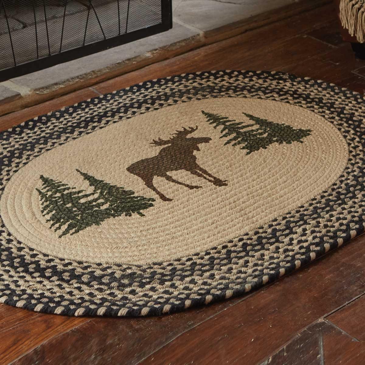 Moose Printed Braided Rug 2.6' x 3.5' Park Designs - The Fox Decor