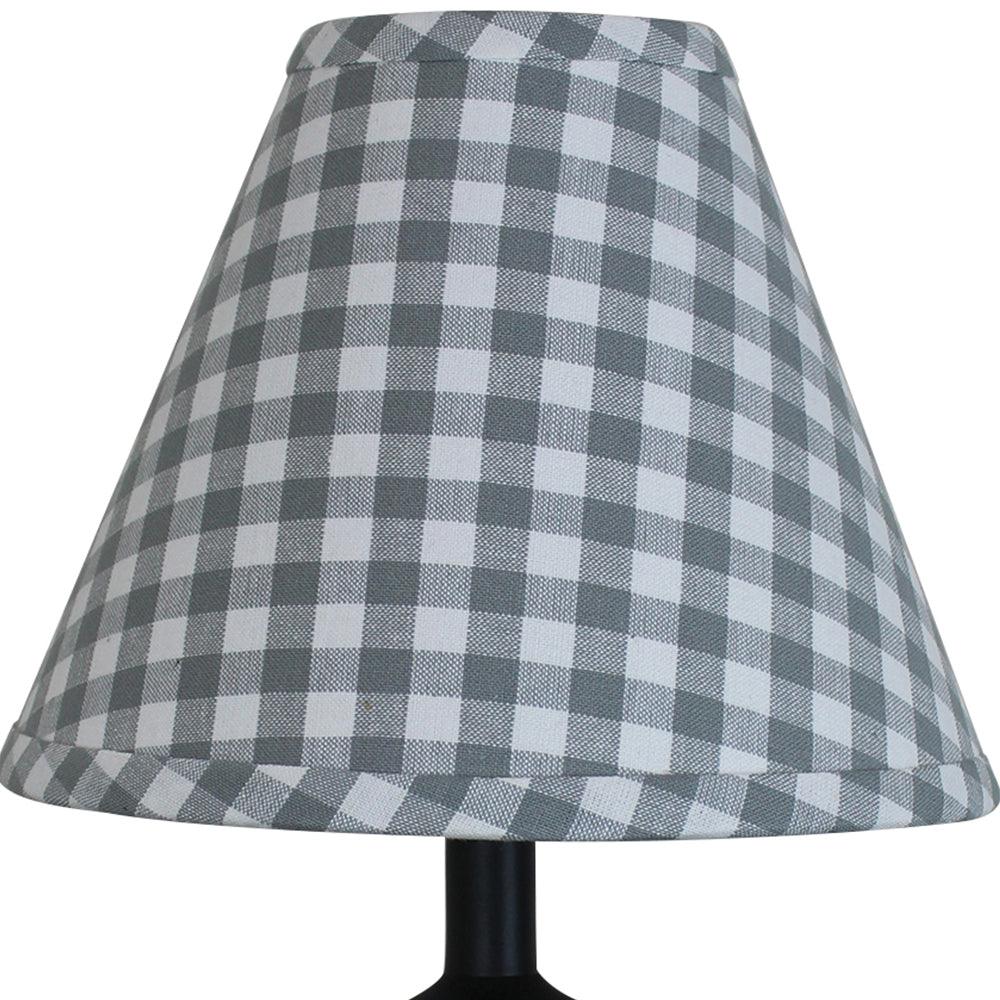 Heritage House Check - Gray & Cream Lampshade 10 Inch Regular Clip 0R640083 - The Fox Decor