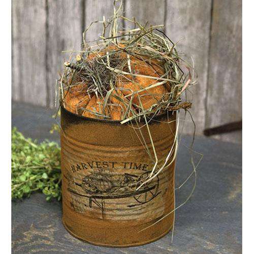 10" Stuffed Pumpkin in Grungy Can Tabletop & Decor CWI+ 