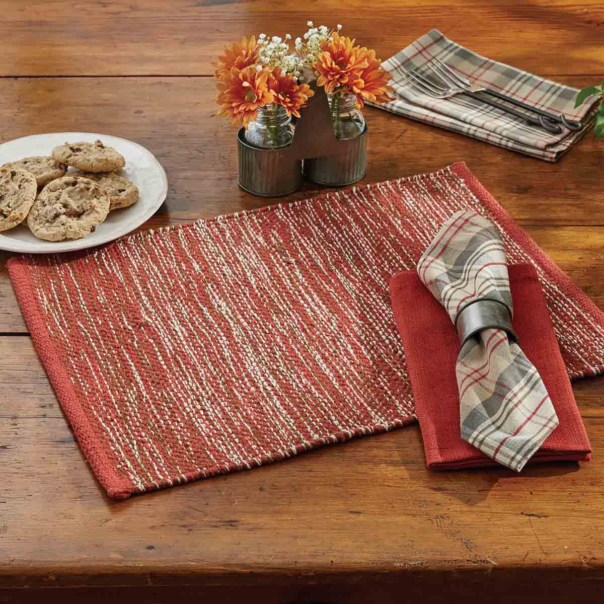 Ashfield Placemats - Red Yarn Set Of 6 Park Designs