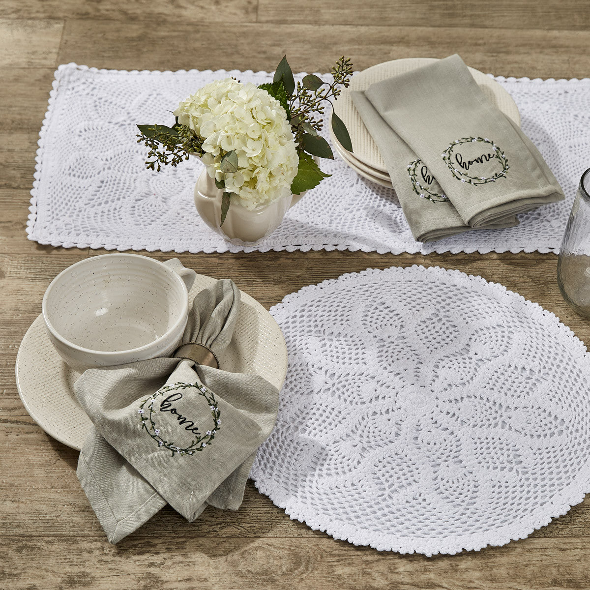 Kadia Lace Table Runner 60" L - White Park Designs