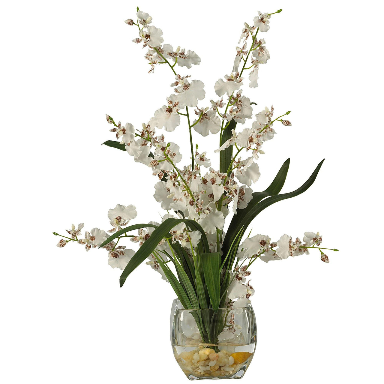 Dancing Lady Orchid Liquid Illusion Silk Flower Arrangement, White - The Fox Decor