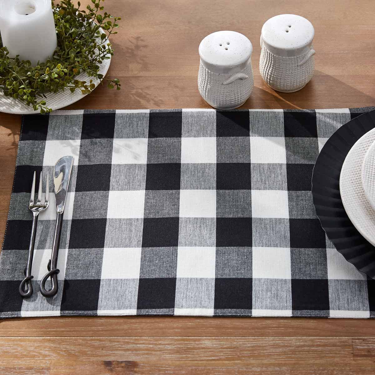 Wicklow Check Placemats - Black & Cream Backed Set of 6 Park Designs - The Fox Decor