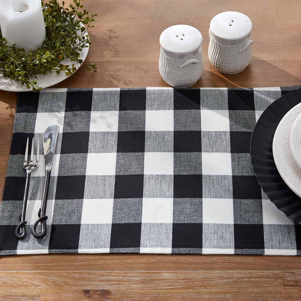 Wicklow Check Placemats - Black & Cream Backed Set of 6 Park Designs