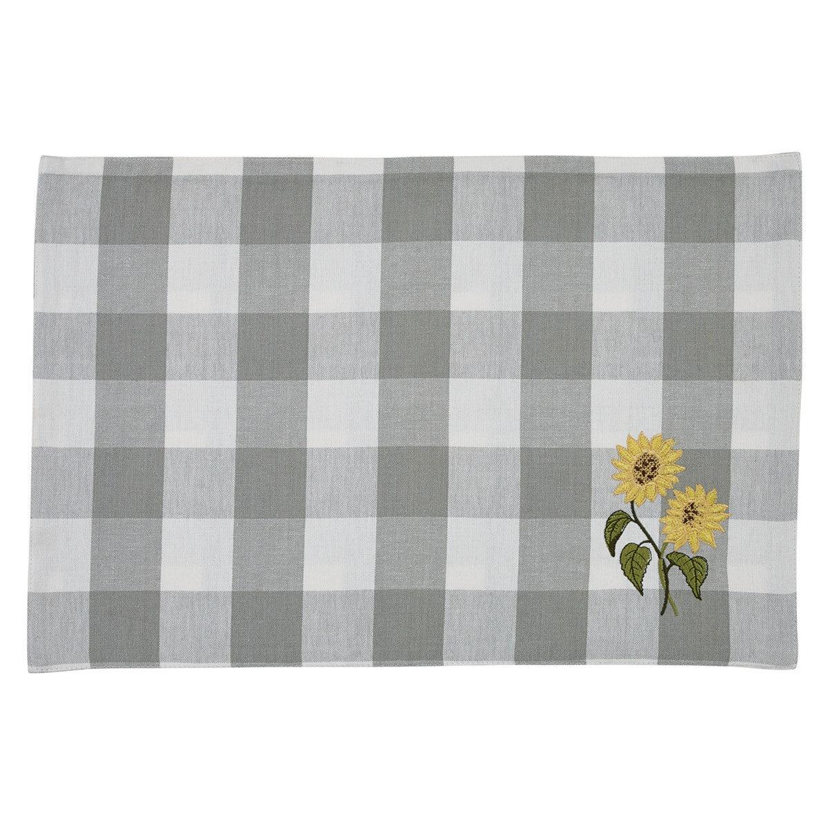 Wicklow Check Sunflower Embroidered Placemats - Set Of 6 Park Designs - The Fox Decor