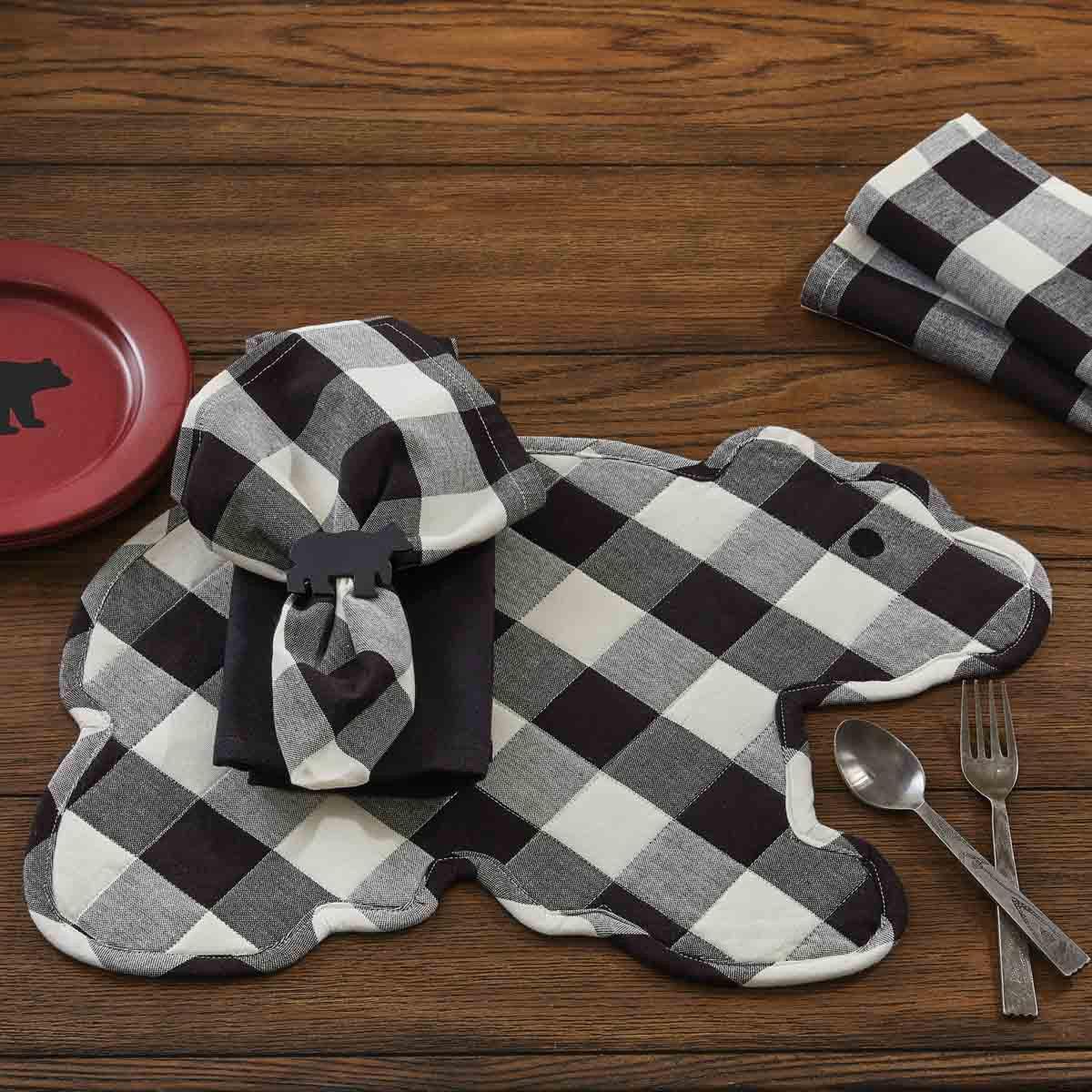 Wicklow Check Bear Placemats - Black & Cream Set Of 6 Park Designs - The Fox Decor