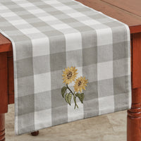 Thumbnail for Wicklow Check Sunflower Embroidered Table Runner 36