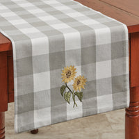 Thumbnail for Wicklow Check Sunflower Embroidered Table Runner 54