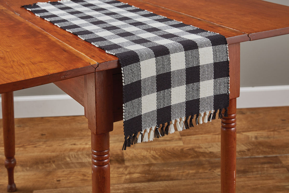 Wicklow Check Table Runner - Black & Cream 36" Park Designs - The Fox Decor