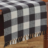Thumbnail for Wicklow Check Table Runners - Black & Cream 54