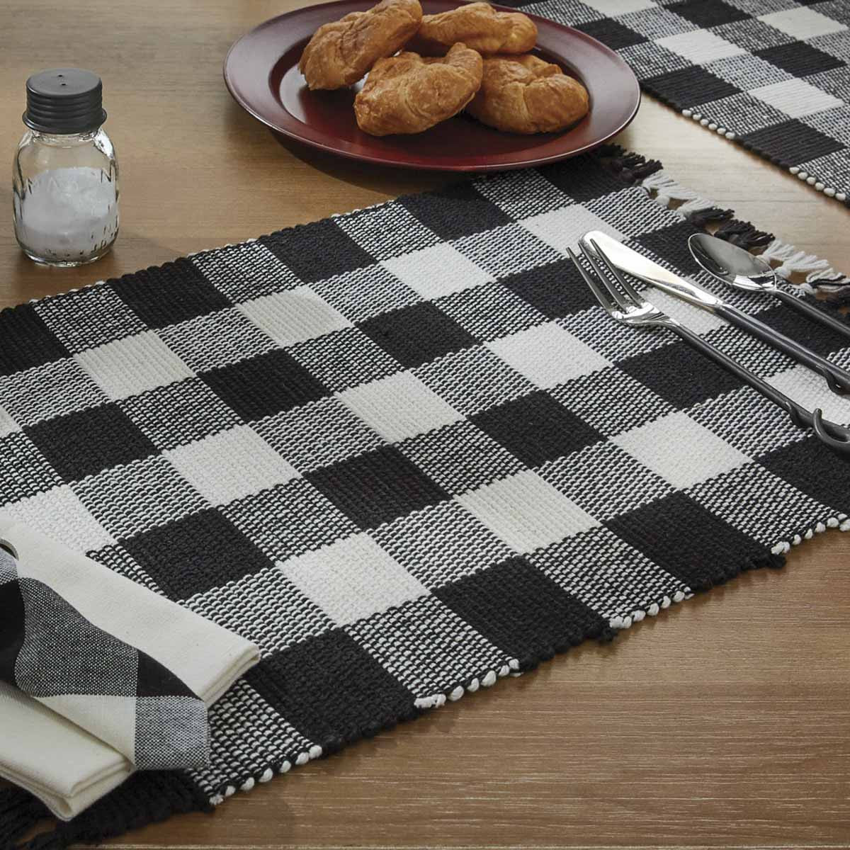 Wicklow Check Table Runners - Black & Cream 54" Park Designs