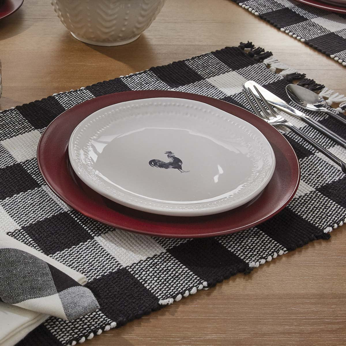 Wicklow Check Table Runner - Black & Cream 36" Park Designs - The Fox Decor