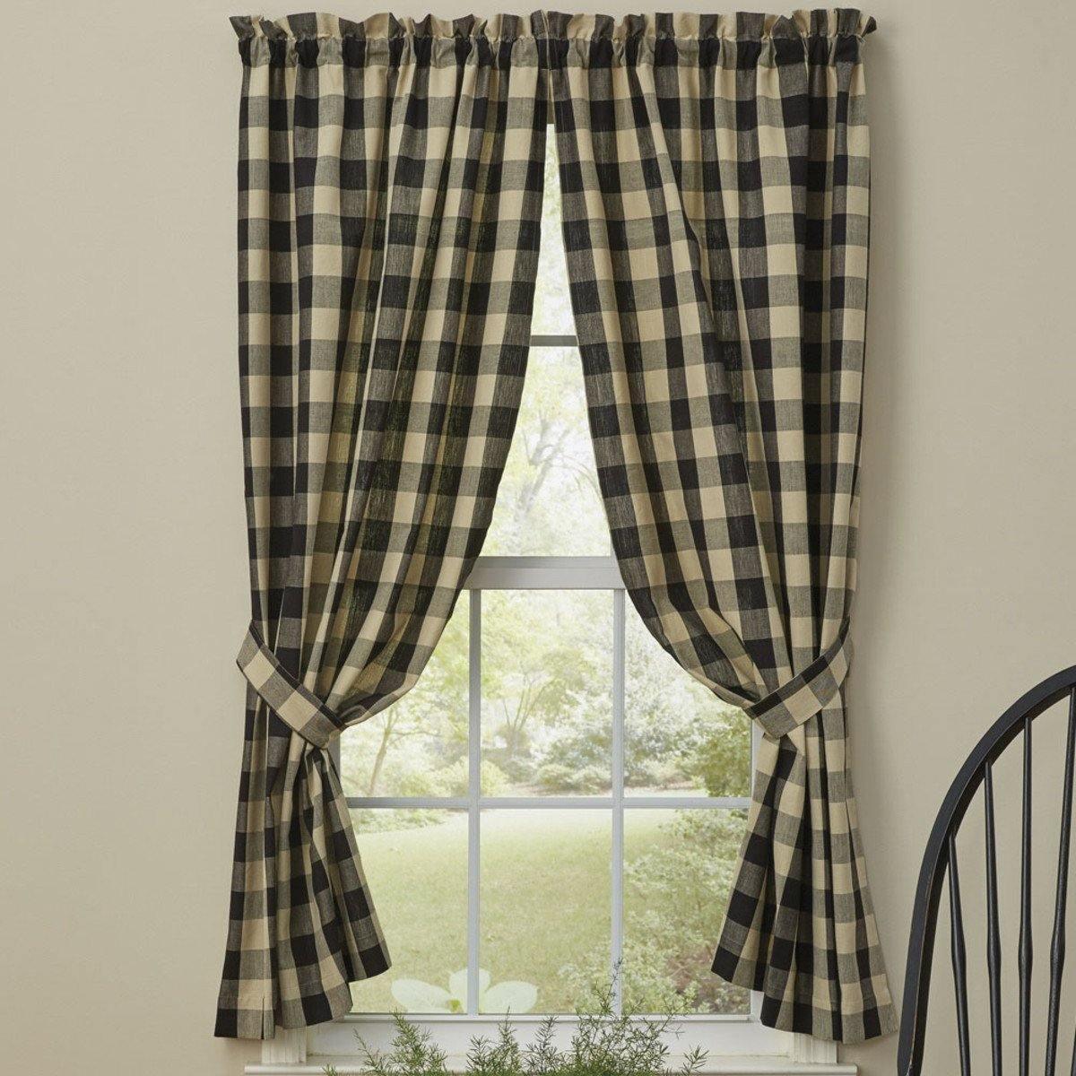 Wicklow Curtain Panels - Black 72x63 Unlined Park Designs - The Fox Decor