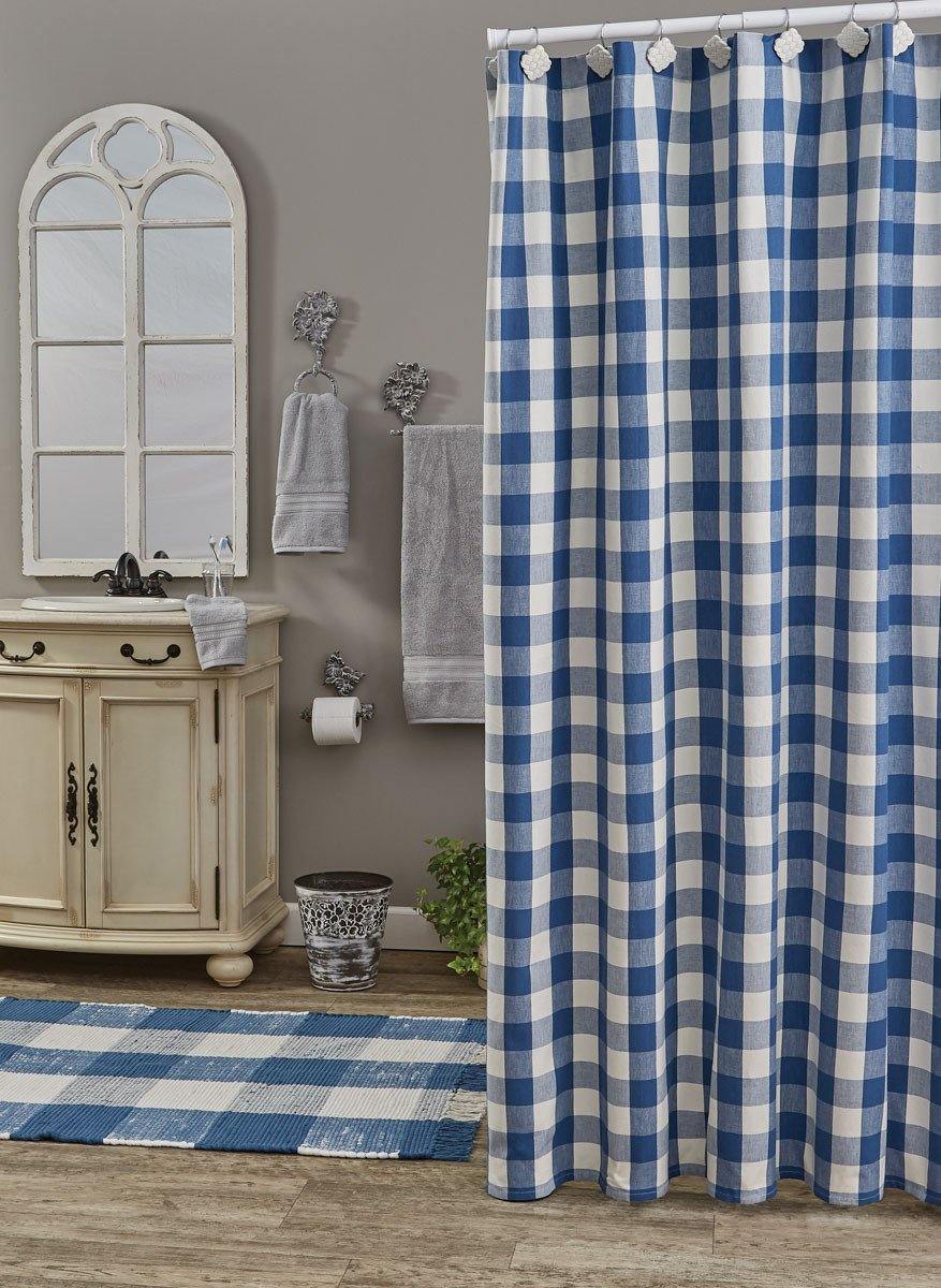 Wicklow Check Cotton Blue Shower Curtain 72" x 72" Park Designs - The Fox Decor