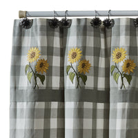Thumbnail for Wicklow Check Sunflower Embroidered Shower Curtain 72