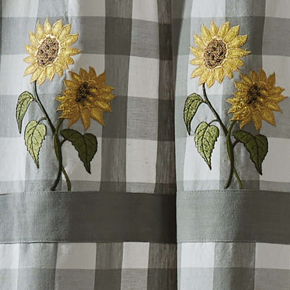 Wicklow Check Sunflower Embroidered Shower Curtain 72" - Park Designs