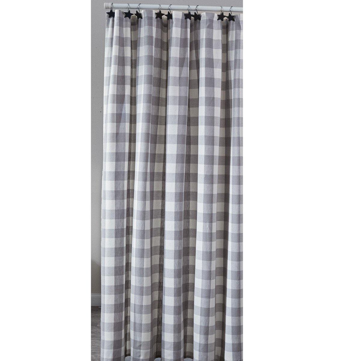 Wicklow Dove Gray, Winter White Check Fabric Shower Curtain 72