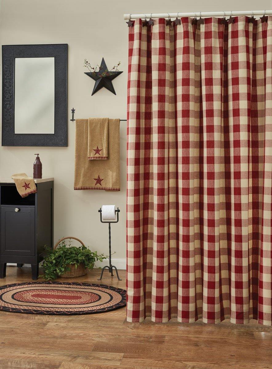 Wicklow Garnet & Tan Shower Curtain - 72" x 72" Park Designs - The Fox Decor